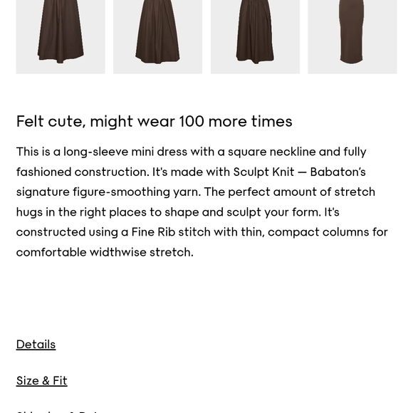 Aritzia Babaton Rego Sculpt Knit Chocolate Long Sleeve Dress Brown Medium - Picture 4 of 13